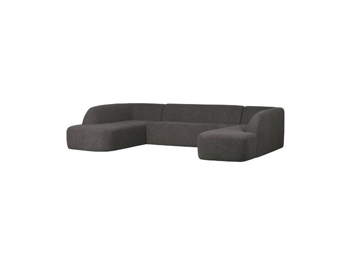 Canapé en U 339 cm chenille gris/noir chiné Sloping