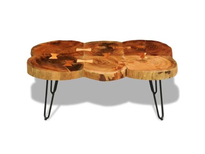 Couchtisch aus Akazienholz, 35 cm, mit Beinen aus Eisen, handwerkliches Design