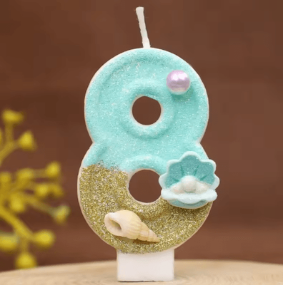 Inspire Picks Reusable Beach Theme Number Candles Ocean Birthday Cake Decorations For Yearly Celebrations number 8