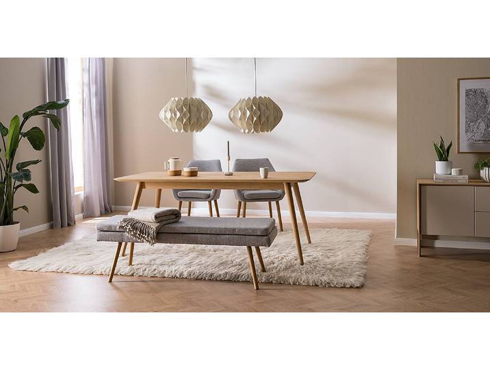 Banc 140 x 48 x 41cm Gris/Gris lumineux Tissu Stefka: Gris clair