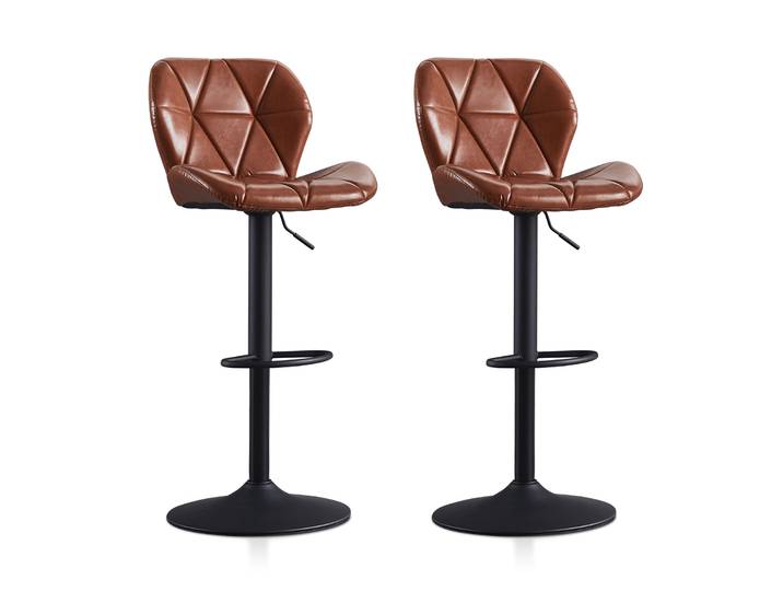 Tabourets de bar, ensemble de 2, tabourets de bar en similicuir, tabourets de bistrot rétro, tabourets de comptoir à hauteur réglable.