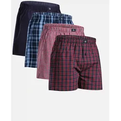 ORGANIC WOVEN BOXERSHORTS - 4-Pack - Blau/Rot - 2XL