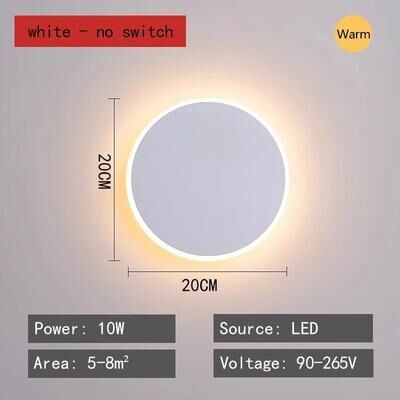 Uplift Picks HaloGlow Modern Circular Touch LED Wall Lamp white No Switch