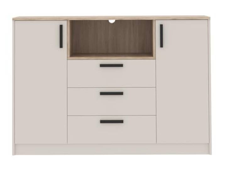 Marmex Grant 17 Kombikommode, zweitürige Kommode mit DREI Schubladen, Türen mit Soft-Close, geräumige Kommode für Schlafzimmer, Wohnzimmer, Flur, Cashmere
