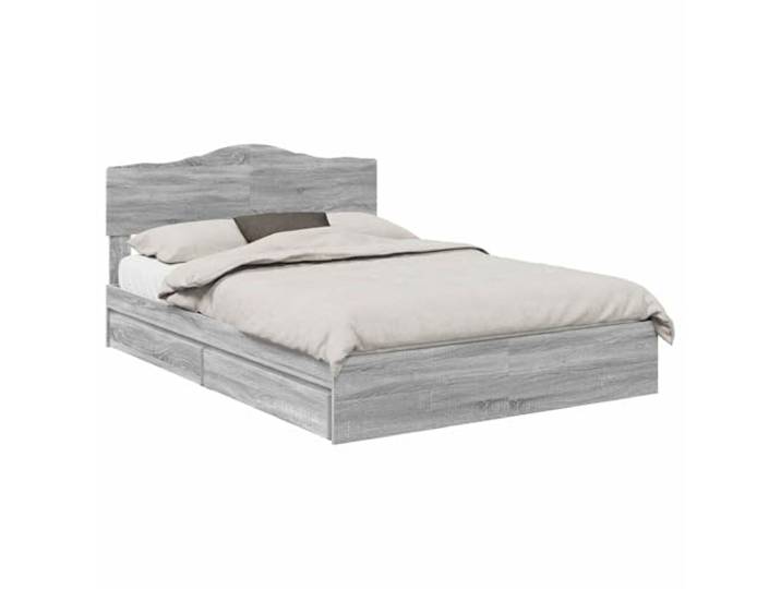 HMDNGOUT Bettgestell mit Schubladen 160x200 cm Grau Sonoma – Aufbewahrungsbett aus Holzwerkstoff mit Stauraum