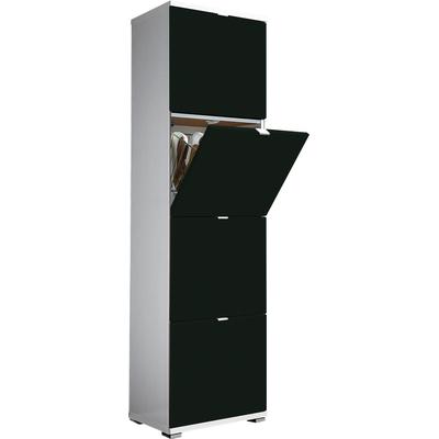 Schuhschrank GERMANIA "COLORADO", schwarz-weiß (weiß, schwarz), B:53cm H:174cm T:30cm, Schränke, Schuhschrank