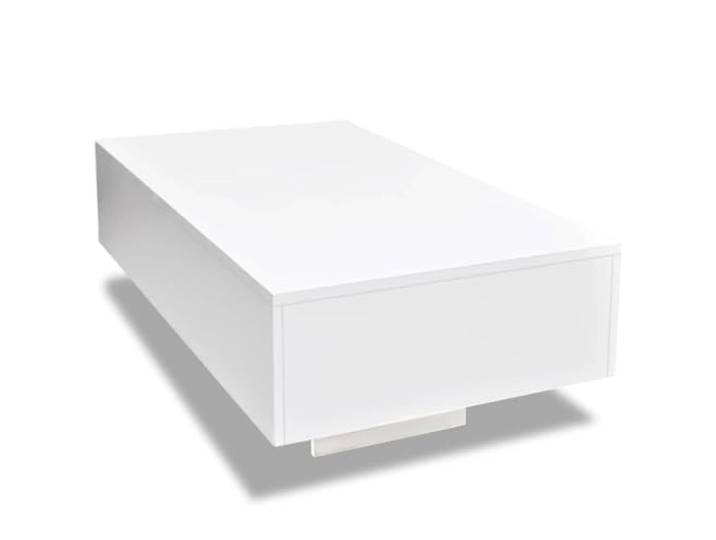 Tmriohed Couchtisch Hochglanz Weiß 85x55 cm Beistelltisch Moderner Kaffeetisch fürs Wohnzimmer aus pflegeleichtem MDF. Der stabile Unterbau sorgt für elegante Optik zu Hause.