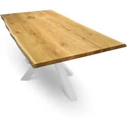 DELUKE® Massivholzplatte Eiche mit Baumkante ERIK - 100x70cm | Tischplatte rechteckig Holzplatte Arbeitsplatte aus Massivholz