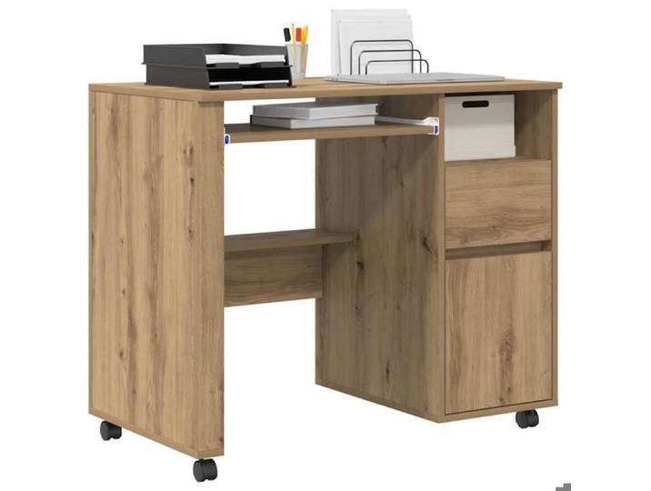 BONNEVIE - 1parcel - Bureau avec roues Chêne artisanal Bois d'ingénierie - Bureaux qnh44n99