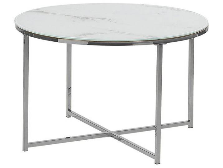 Table basse QUINCY Effet marbre Argenté