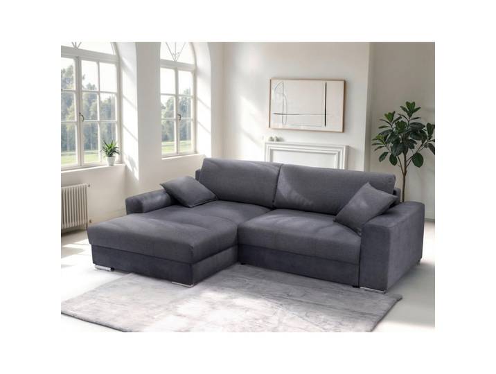 Mid.you Ecksofa, Anthrazit, Textil, Füllung: Schaumstoff, Schaumstoffflocken,Schaumstoff, Schaumstoffflocken, L-Form, einmalig seitenverkehrt montierbar, 269x177 cm, Made in EU, Liegefunktion, Schlafen auf Sitzhöhe, Rücken echt, Wohnzimmer, Sofas & Couches, Wohnlandschaften, Ecksofas