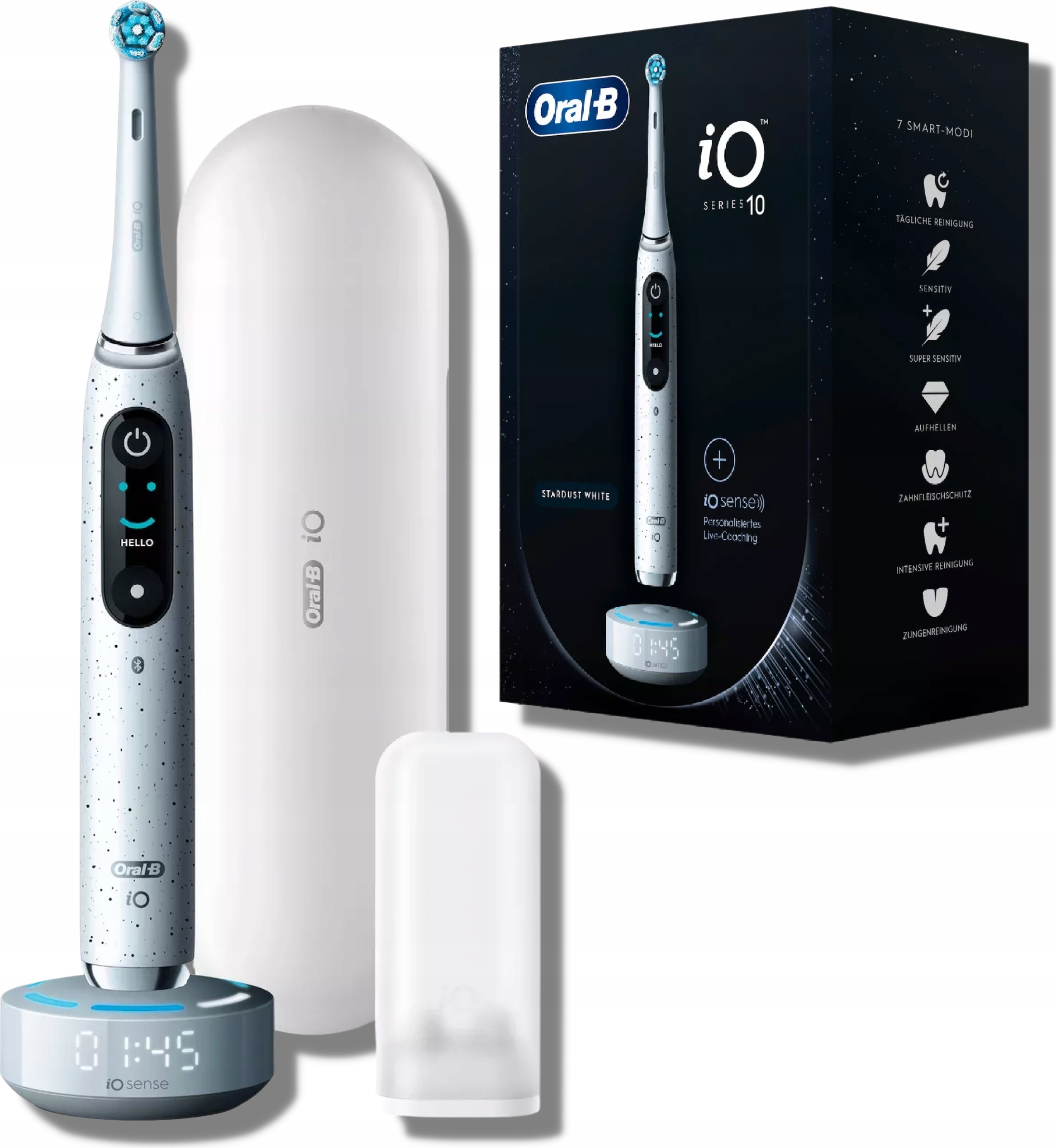 Oral-B | Elektrische Zahnbürste - iO Series 10 - Stardust White - mit KI-Technologie - 7 Reinigungsmodi