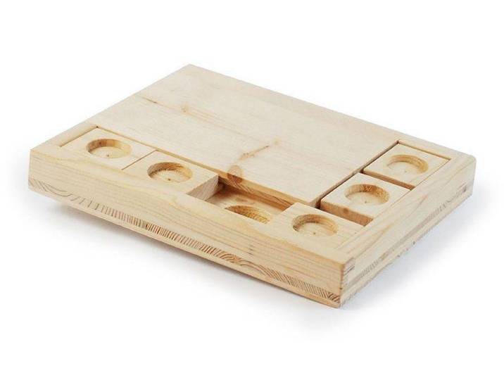 Tier-Intelligenzspielzeug Hundespiele.ch Schiebeklotz mittelschwer , braun, B:28,5cm H:3,5cm T:22,7cm, Holz, Tierspielzeuge, Tier-Intelligenzspielzeug, Holzart: FichteHerkunftsland: Schweiz, Südeuropa