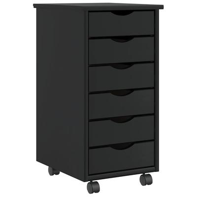 Helloshop26 - Moderner Rollcontainer mit Schubladen 34 x 39 x 65,5 cm großes Fassungsvermögen schwarzes Holz Büroorganisation