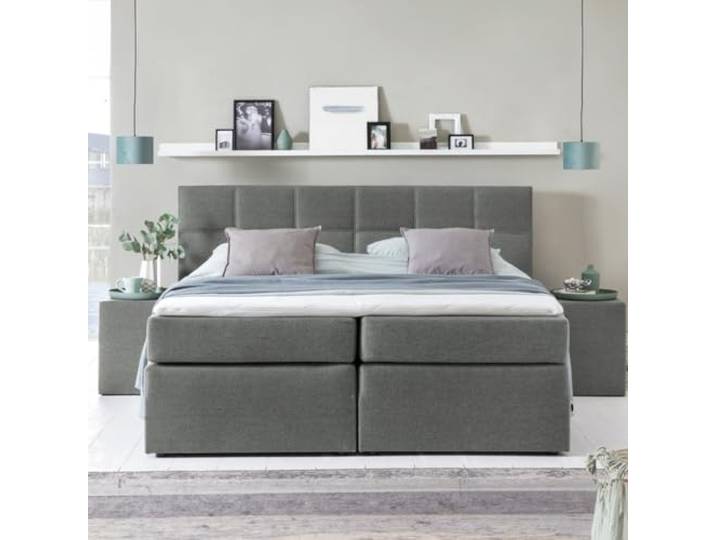 Furniture for Friends 3F Boxspringbett Bea 100x200 cm Hellgrau Härtegrad H2 7-Zonen Taschenfederkern Matratze + Visco Topper