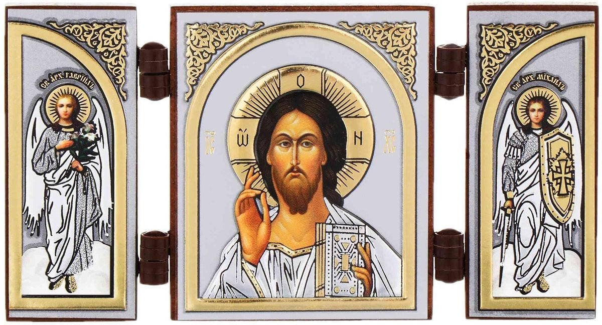 Dailygoods Icoon Drieluik Houten Altaar met Jezus Christus Religieus Kunstwerk
