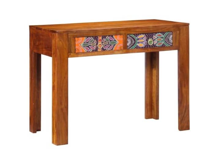HWKQEQRF Schreibtisch Braun 100 x 50 x 75 cm Akazienholz Holzwerkstoff Rustikales Design, Fächer und Schubladen, massives Akazienholz, Holzwerkstoff, Homeoffice, Lernbereich, Jugendzimmer,
