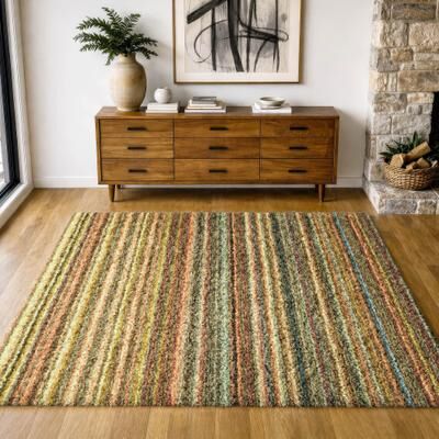 Addison Rugs Premium Washable Super Soft Stripe Spencer Dream Shag Rug