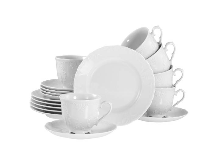 Creatable Kaffeeservice Rokoko weiss, Weiß, Keramik, 18-teilig, 250 ml,250 ml, lebensmittelecht, stapelbar, Geschirr, Geschirrsets, Kaffeeservice