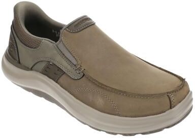 Skechers USA Altman-Prospect (Men's) Casual Shoes in Dark Taupe, Size 7 M, Leather/Memory Foam