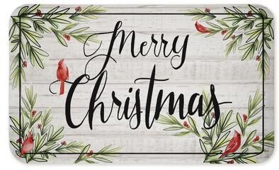 "Stupell Rustic Merry Christmas Cardinals Printed Anti-Fatigue Floor Mat, design by Dogwood Portfolio, 30""x18"""
