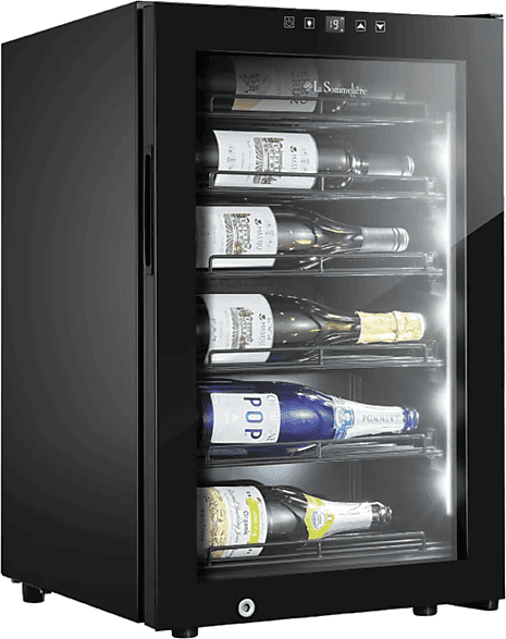 LA SOMMELIERE Vinoteca - La Sommelière Collection, 22 Botellas, 6 estantes, Control temperatura, Iluminación LED, Negro
