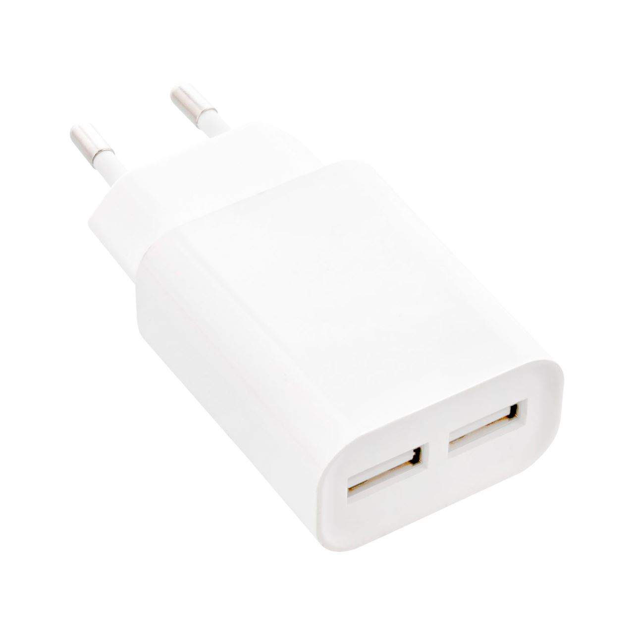 InLine USB Ladegerät DUO, Netzteil 2-fach, Stromadapter, 100-240V zu 5V/2.1A, weiß