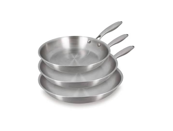 Menastyl Lot de 3 Poêles Trinox 24/28/30 cm en acier inoxydable induction