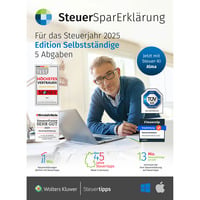 SteuerSparErklärung Selbstständige (Steuerjahr 2025), Finanz-Software Deutsch, 1 Lizenz ESD