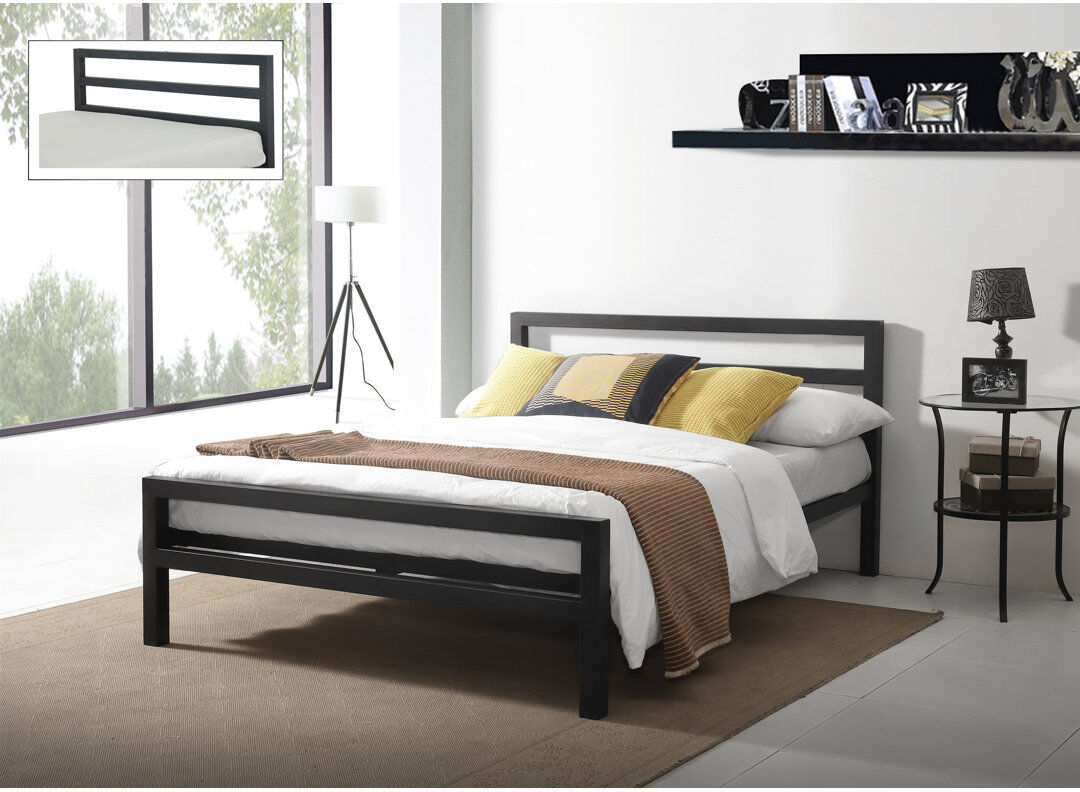 17 Stories Shakia Bed Black Double (4'6)
