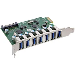 InLine Schnittstellenkarte, 7x USB-A 3.2 Gen.1, PCIe, mit SATA Stromanschluss, Kontrollerkarte