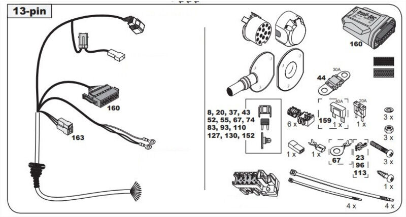 FAISCEAU SPECIFIQUE 13 BROCHES POUR PEUGEOT 307 BERLINE (03/05-12/12)