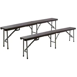 VCM 2er Set   Klappbank in Rattan-Optik   Partybank   Maße ca. 180x25x43 cm   Bierbank   Belastbarkeit: bis 200kg