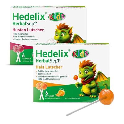Hedelix HerbalSept Husten & Hals Lutscher Kids 2x6 St Bonbons
