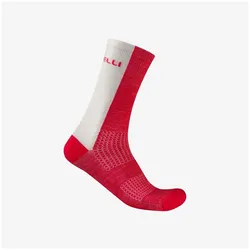 Castelli, Unisex, Sportsocken, Logo 18 Merino Sock (XXL), Rot, Weiss