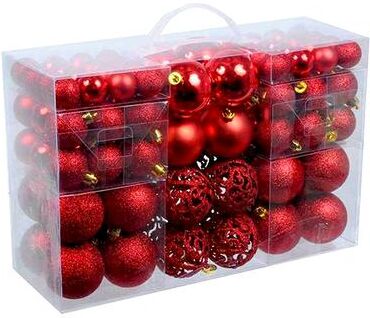 Youfap Market Tree Decorative Christmas Balls, Shatterproof Ornaments For Xmas, Party, Wedding, Holiday Tree Decorations red