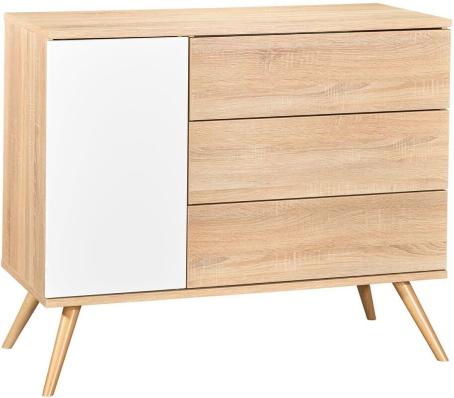 Sauthon Commode couleur bois et blanc Blanc 115x50x95cm