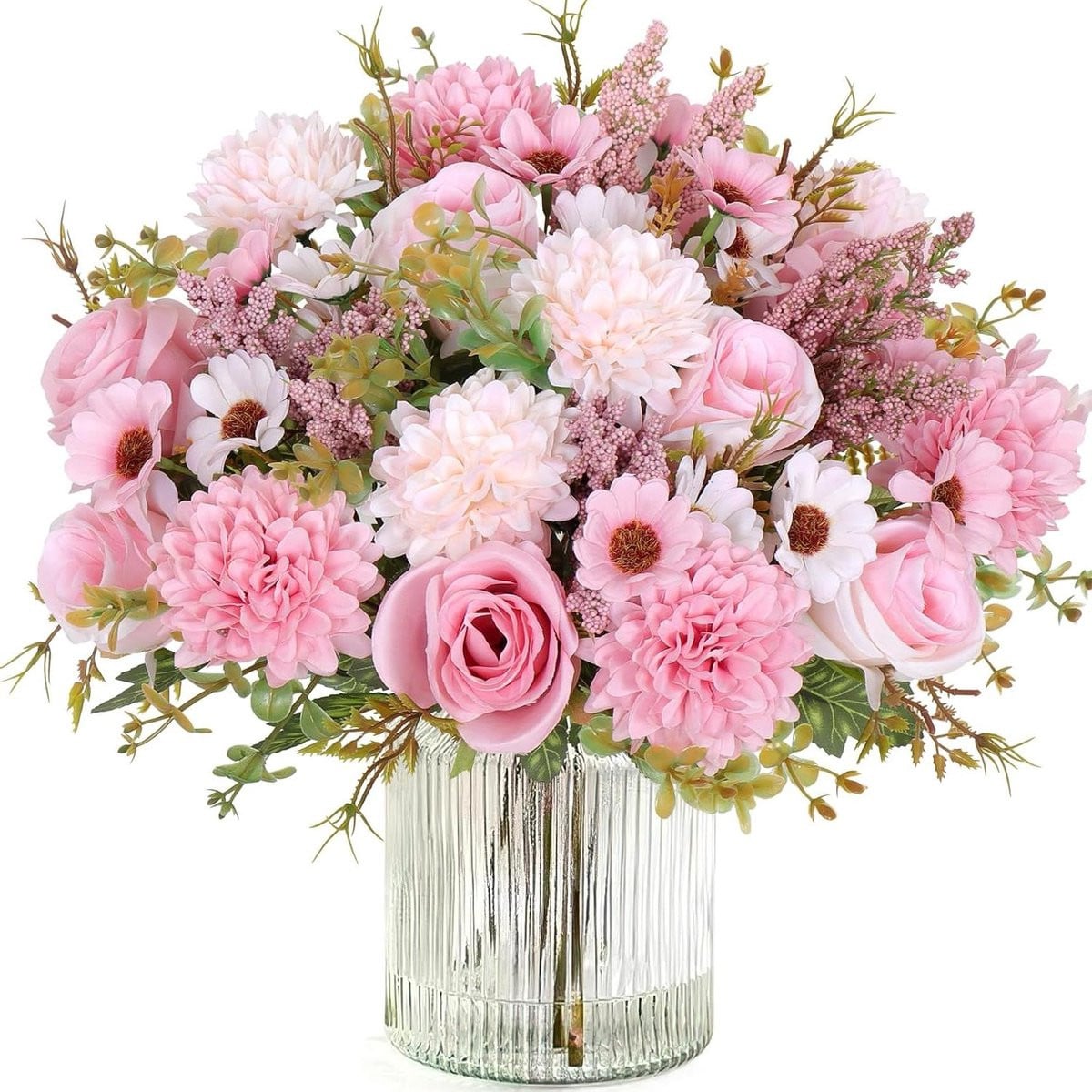 Kunstbloemen Boeket - 4 Bosjes Zijden Bloemen - Roze - Onderhoudsvrij Decoratie Arrangement