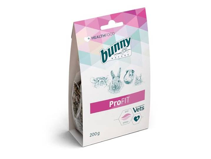 Bunny ProFIT 200 g Voedingssupplement voor dwergkonijnen, cavia's, chinchilla's en degoes Ter ondersteuning in stressvolle situaties Met inuline en kamille