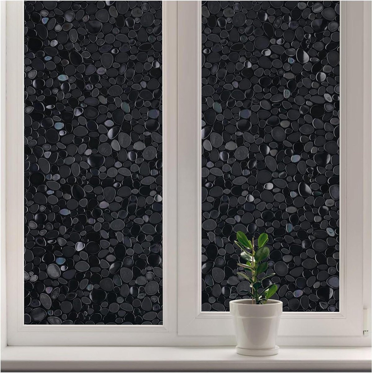 Zwarte statisch hechtende raamfolie voor privacy, 44.5 x 200 cm