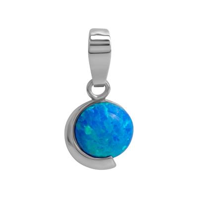 Kettenanhänger VIVANCE "925/- Sterling Silber rhodiniert imit. Opal blau", weiß (weiß, blau), Schmuckanhänger, Damen, one-size, Silber 925 (Sterlingsilber), 0,7 g, Kettenanhänger