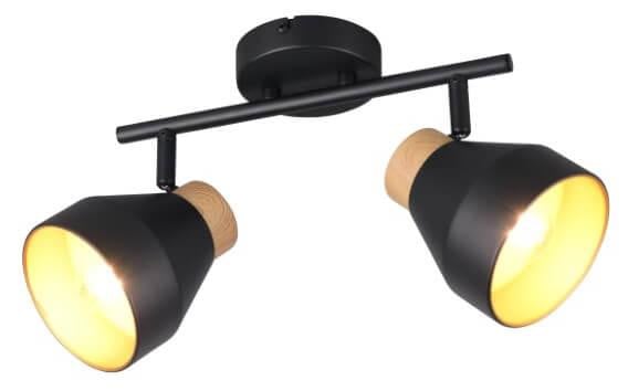 TRIO Valentin moderne plafondlamp zwart met 2 armaturen