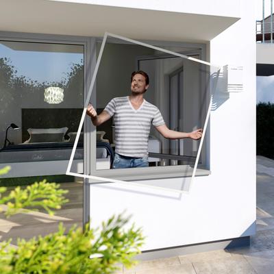 Insektenschutz-Fensterrahmen WINDHAGER "Plus, Fliegengitter Spannrahmen aus Alu für Fenster, ohne bohren", weiß (rahmen: weiß gewebe: anthrazit), B:140cm H:150cm, Insektenschutzgitter, Insektenschutzgitter 140 x 150 cm, erhältlich in anthrazit oder...
