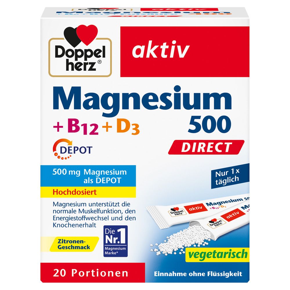 Doppelherz Magnesium 500+B12+D3 Depot Direct Pell. 20 St Pellets