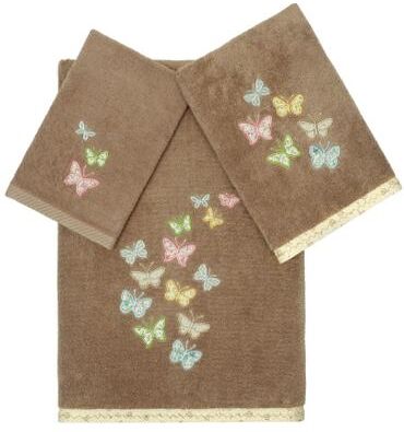 Authentic Hotel and Spa 100% Turkish Cotton Mariposa 3PC Embellished Towel Set