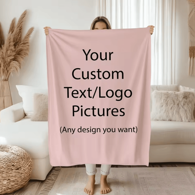 Inspire Curations Personalized Photo And Text Flannel Throw Blanket pink 75x100 Cm