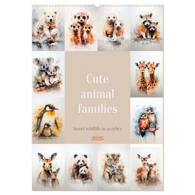 Cute animal families (Wall Calendar 2026 DIN A2 portrait), CALVENDO 12 Month Wall Calendar