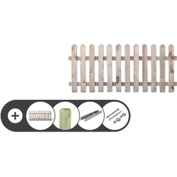 Komplettset Holz Gartenzaun –  Zaun aus KDI-Kiefer/Fichten Holz  - Zaunpaket mit Pfosten und Zubehör - optimal mit Gartenpforte und Doppeltor
