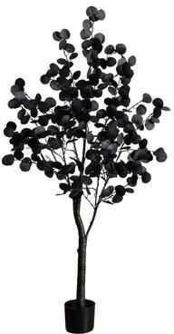 Nearly Natural 5-ft Pre-Lit Artificial Halloween Black Eucalyptus Tree
