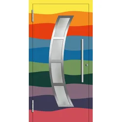 Aluminium Haustür RC2 "MEIKE" 78 mm Edelstahl Wunsch-RAL-Farbe außen öffnend DIN links